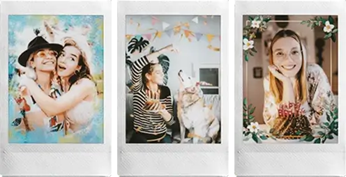 Choose from a wide range of frames, from classic designs to seasonal favorites. Pair the perfect frame with your shot for even more fun.