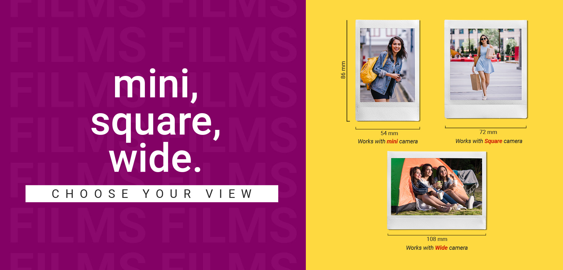 Instax Films - Works with Wide,Square & Mini Camera