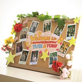 Wedding welcome sign decorated with instax photos