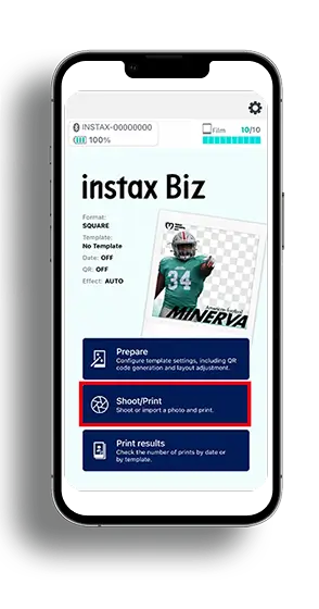 Select "Shoot/Print" on the homescreen.