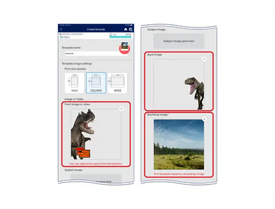 When creating your template, set the images for the foreground, background and backdrop.