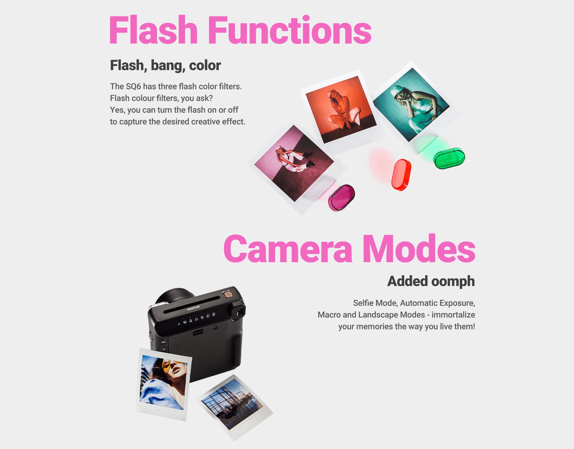 Flash Functions & Camera Modes - Instax Square SQ 6