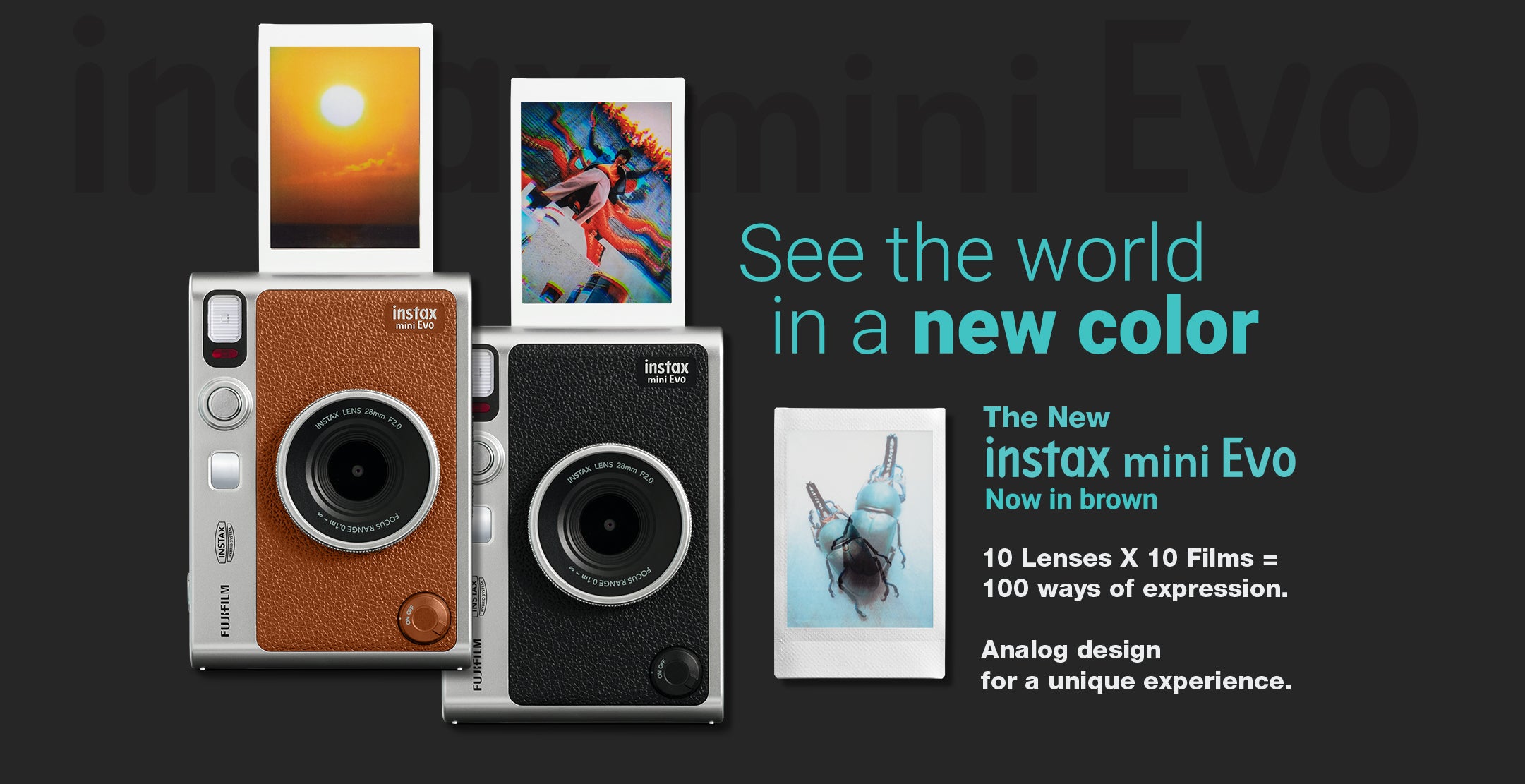 Fujifilm Instax Mini Evo Hybrid Camera Premium Edition, Brown - Variety ...