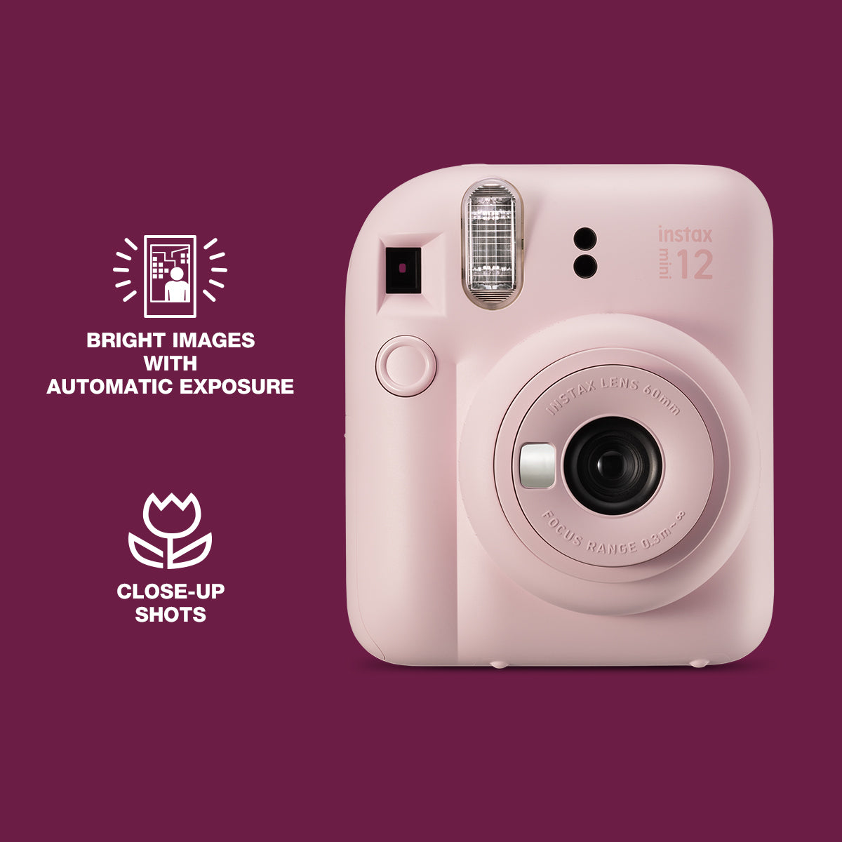 FUJIFILM INSTAX Mini 12 Instant Film Camera With 10X2 Pack Of Instant Film  (Blossom Pink), Instant Cam, इंस्टेंट कैमरा - Photo Vatika, New Delhi