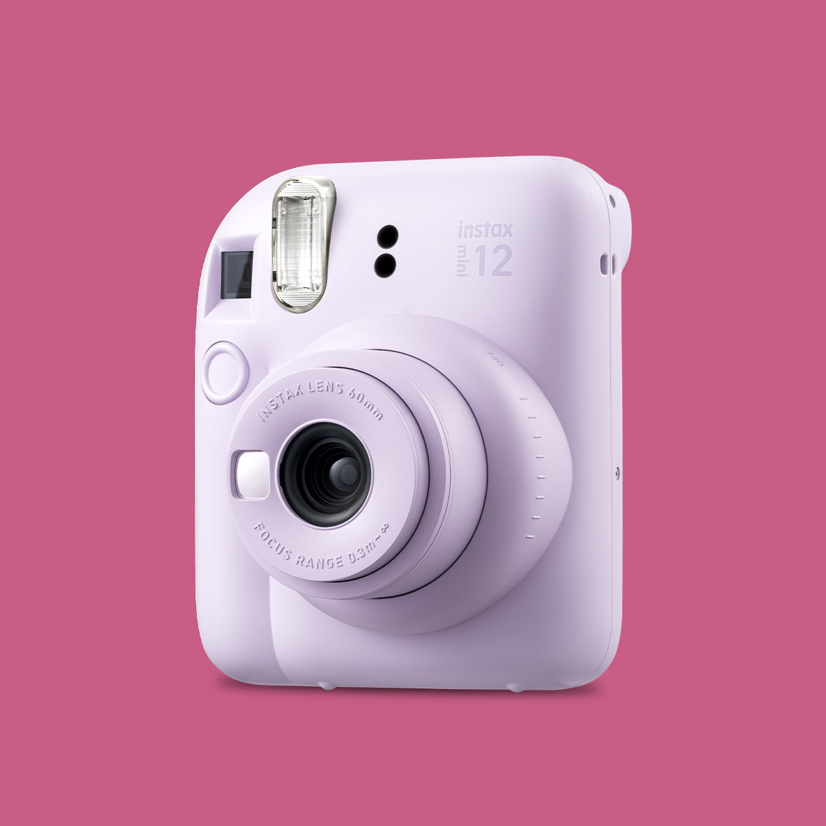 Instax Mini 12 Instant Camera, Blossom Pink, Bundle with 10 Shots of Film,  5 Heart Photo Clips, Stickers & Hanging Twine with LED Lights